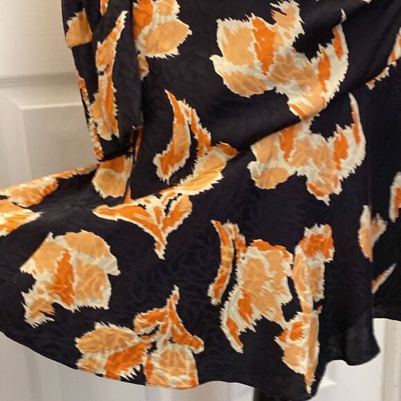 Rebecca Taylor Orange Fit and Flare Bishop Sleeve Dress, US2 - Picture 7 of 14